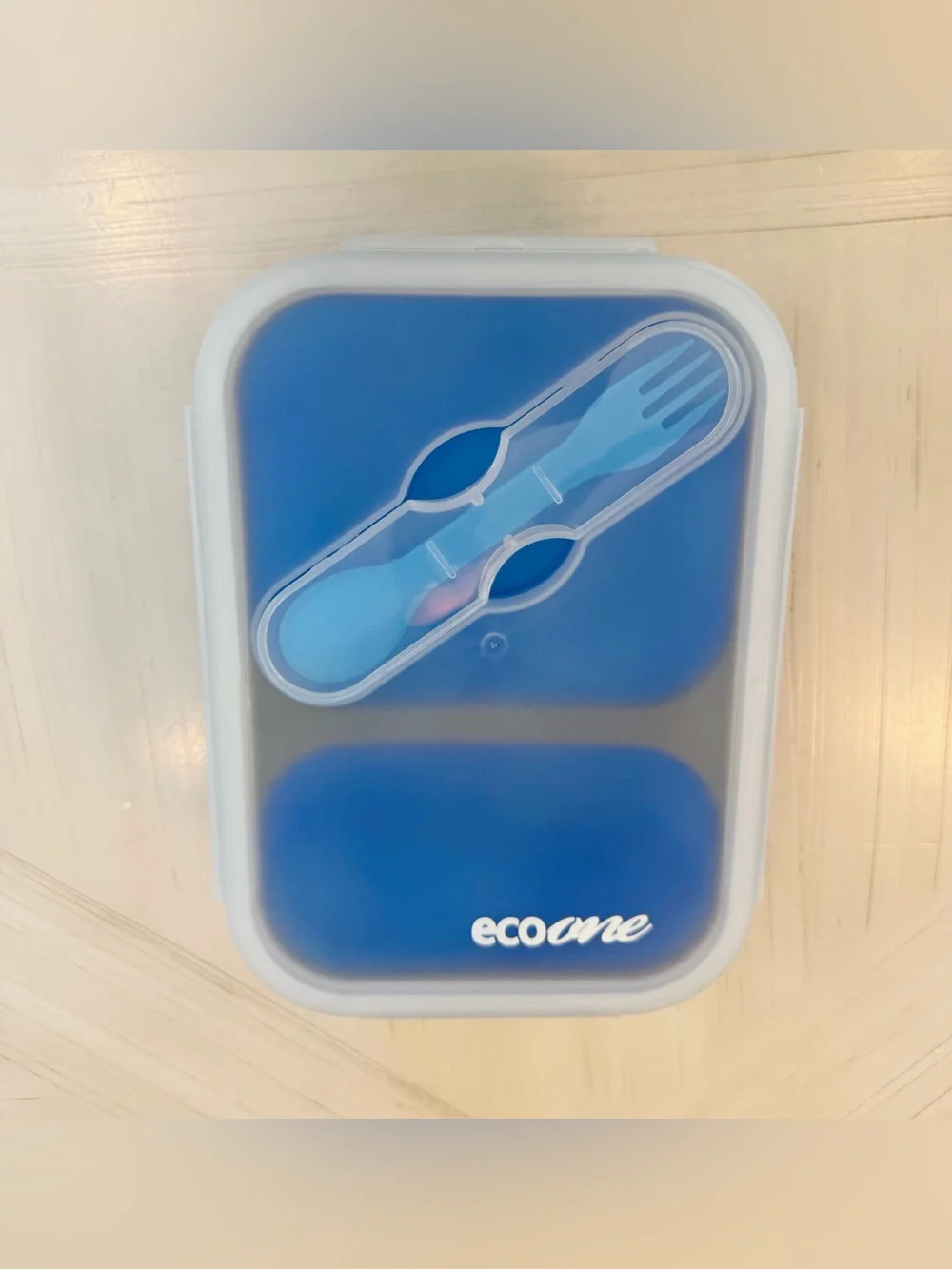 Eco One Collapsible Silicone Bento Box with Utensil Storage – Tie-Dye Blue